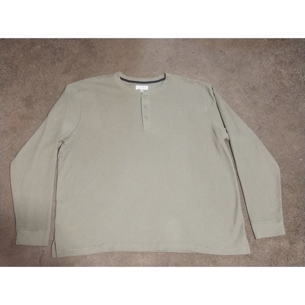 Duluth Trading Co 40 Grit Thermal Standard Fit Henley Shirt Mens 2XL Olive Green